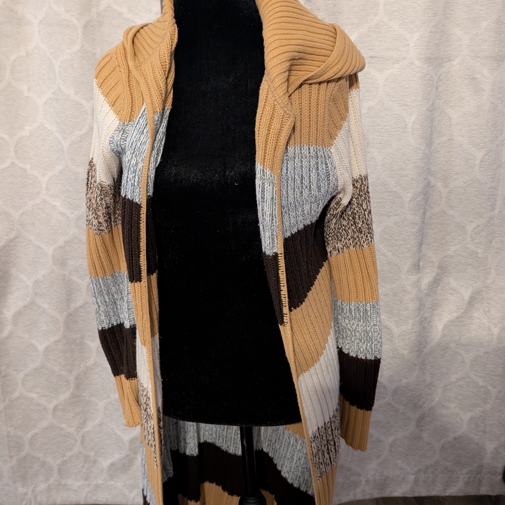 Charlotte Russe Tan and Brown Striped Cardigan